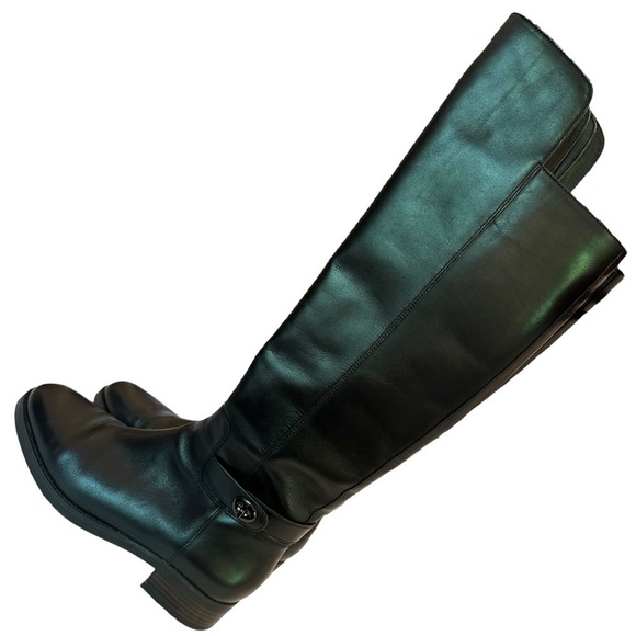 COACH Black Emmie Semi Matte Calf Over the Knee Boot - Picture 1 of 6